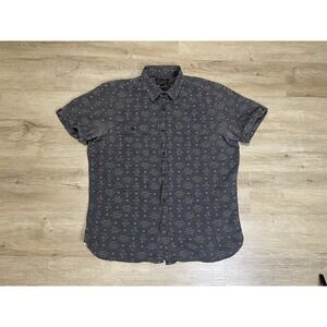 Banana Republic Men's Sz L Camden Fit Short Sleeve Paisley Gray Large